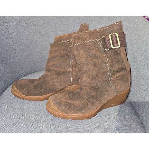 SOREL Toronto Brown Suede Mid Calf Wedge Boot Buckle Women Size 7 - Picture 2 of 7